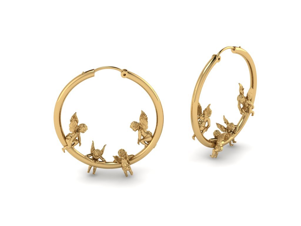 I See Angels On The Moon 1.5Ó Gold Hoops