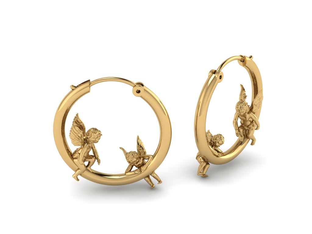 I See Angels On The Moon 1Ó Gold Hoops