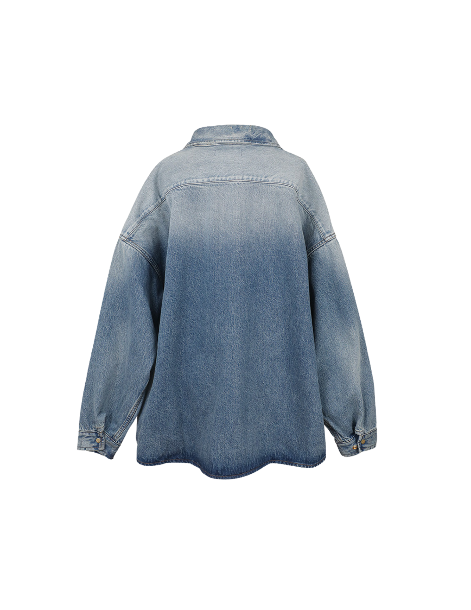 'Vintage Wash' Oversized Denim Snap Shirt