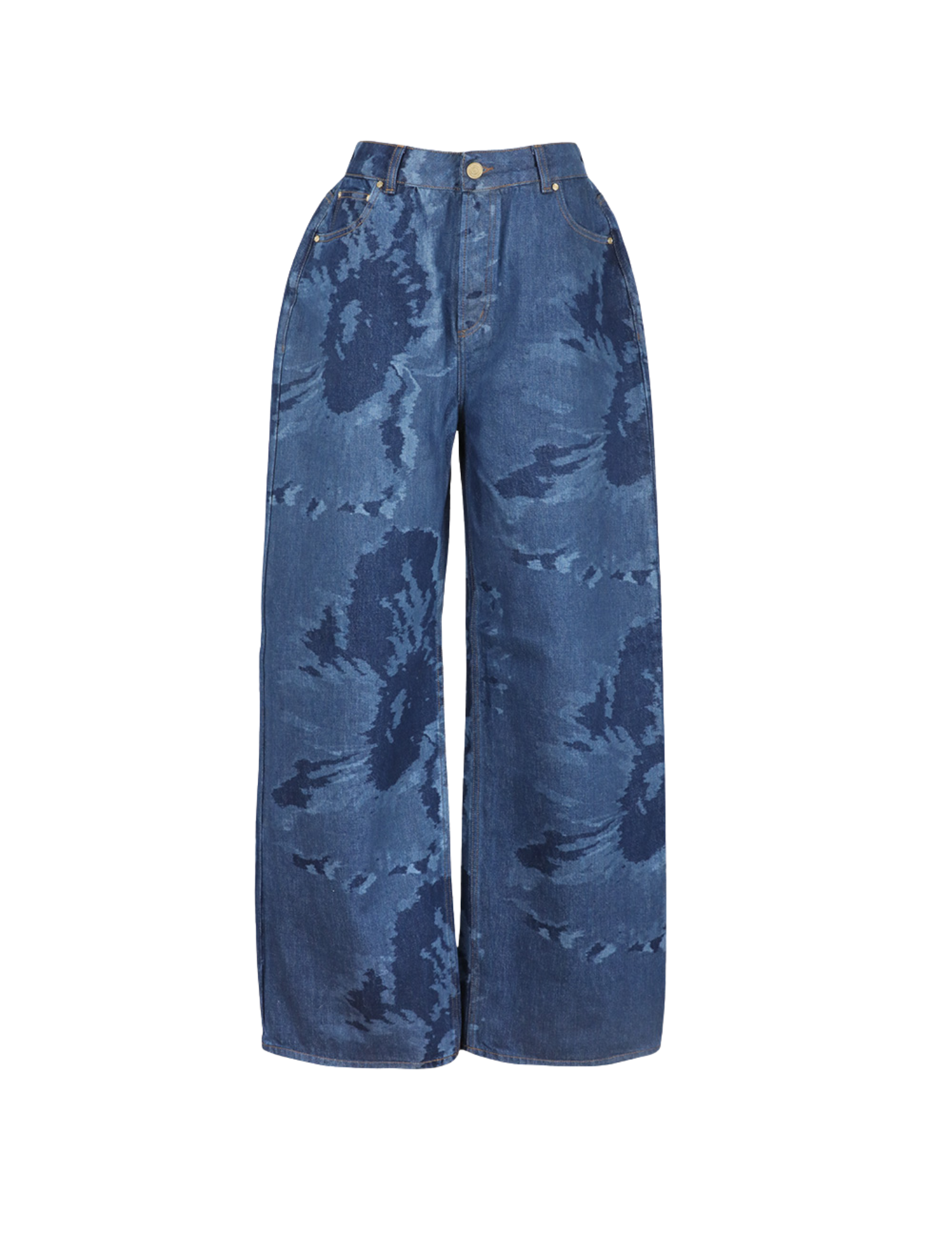 'Laser Floral' Low Rise Baggy Denim