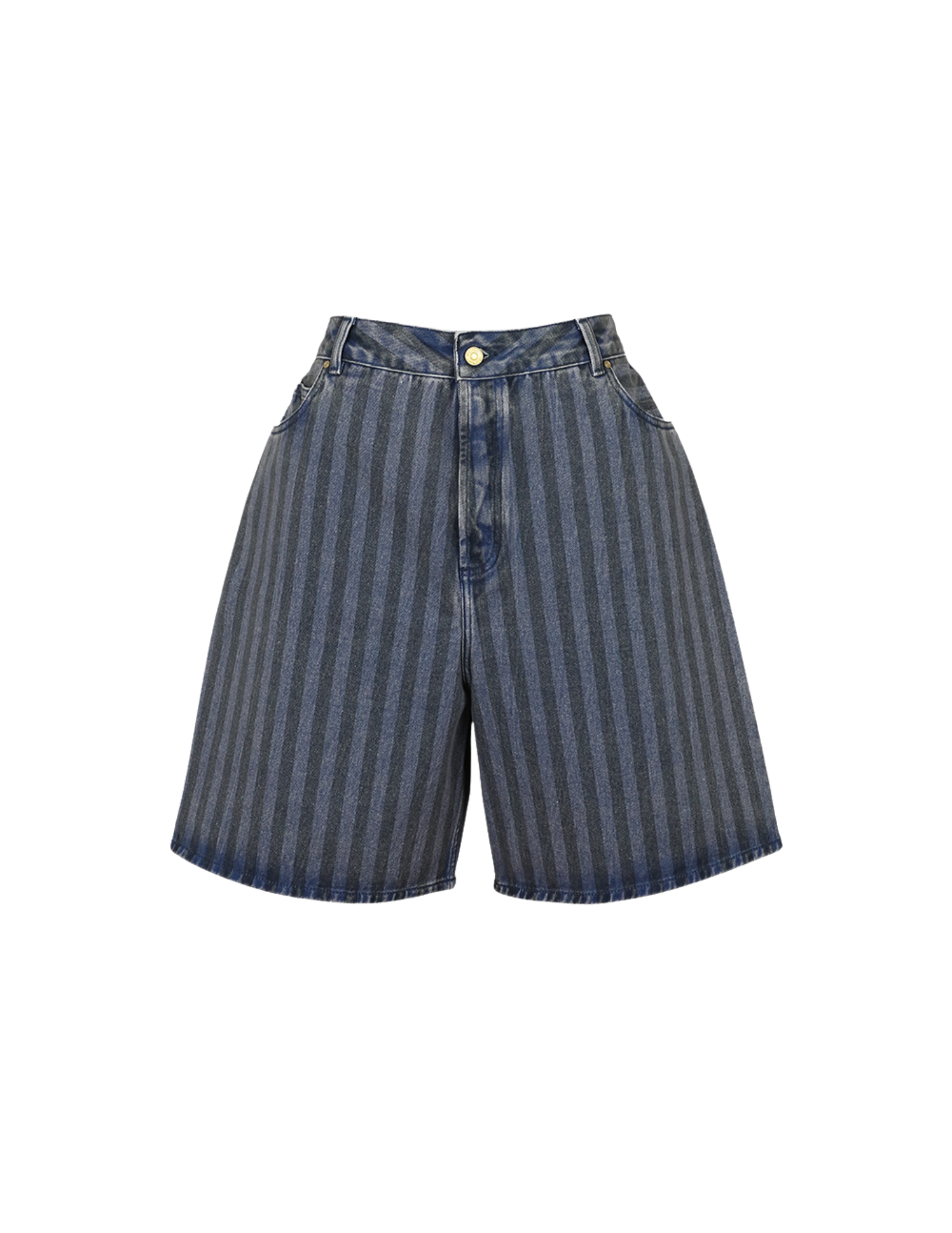 'Twill Stripe Blue' Baggy Denim Short