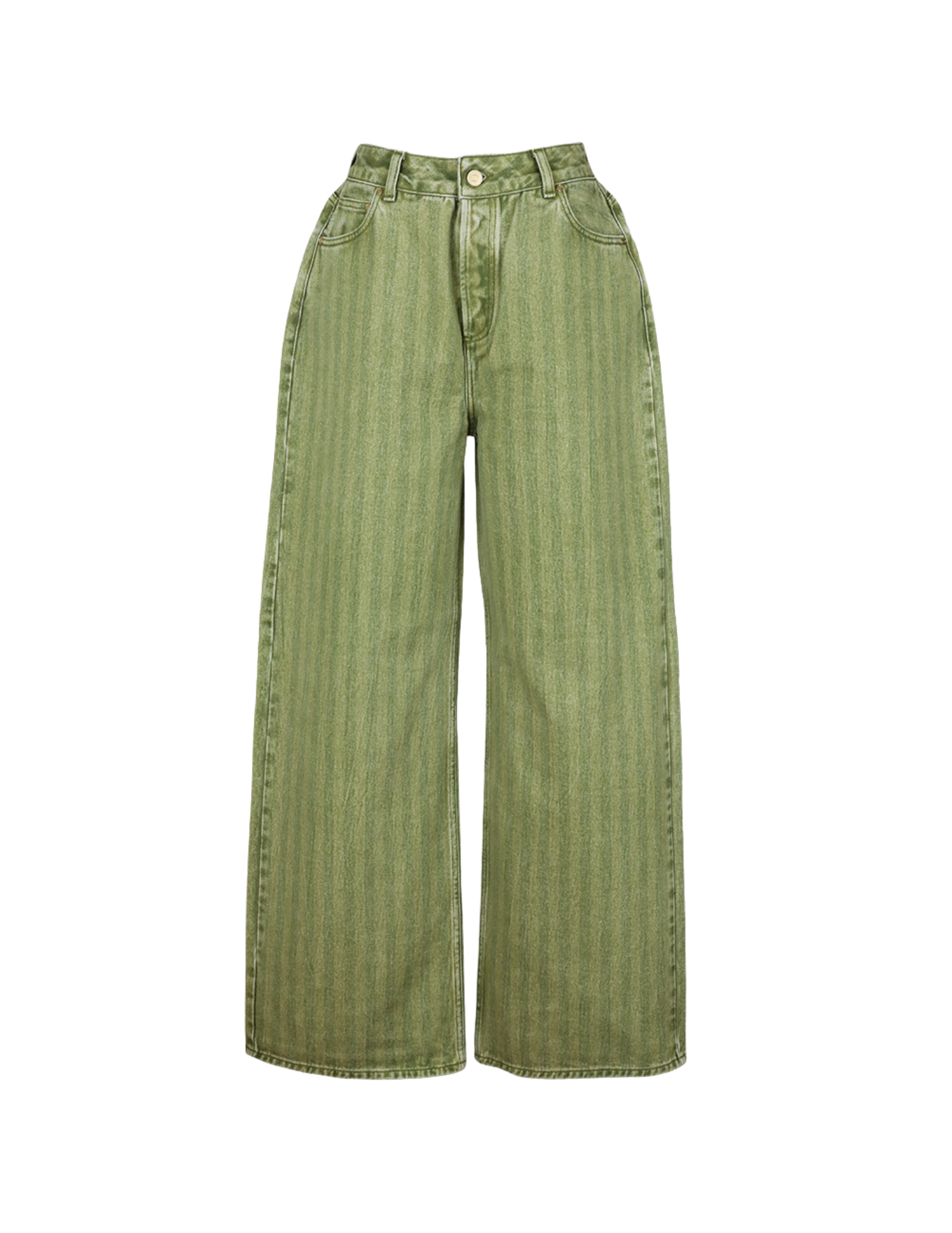 'Twill Stripe Green' Low Rise Baggy Denim