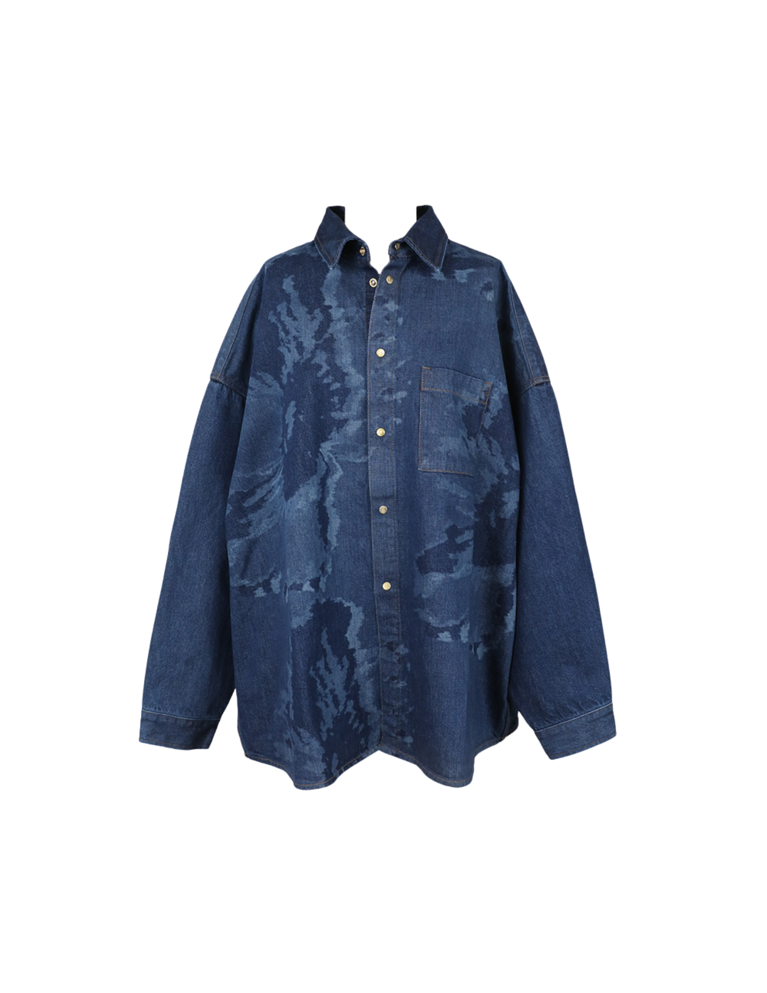 'Laser Floral' Oversized Denim Snap Shirt