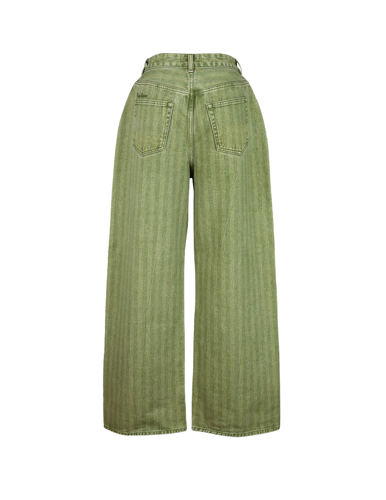 'Twill Stripe Green' Low Rise Baggy Denim