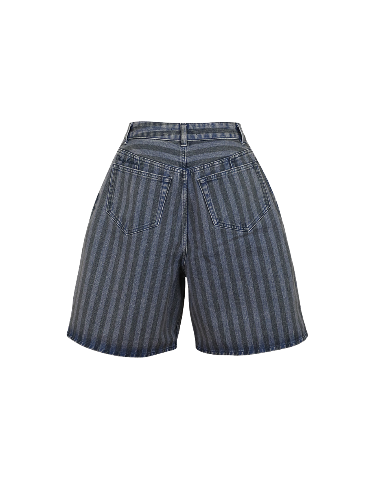 'Twill Stripe Blue' Baggy Denim Short