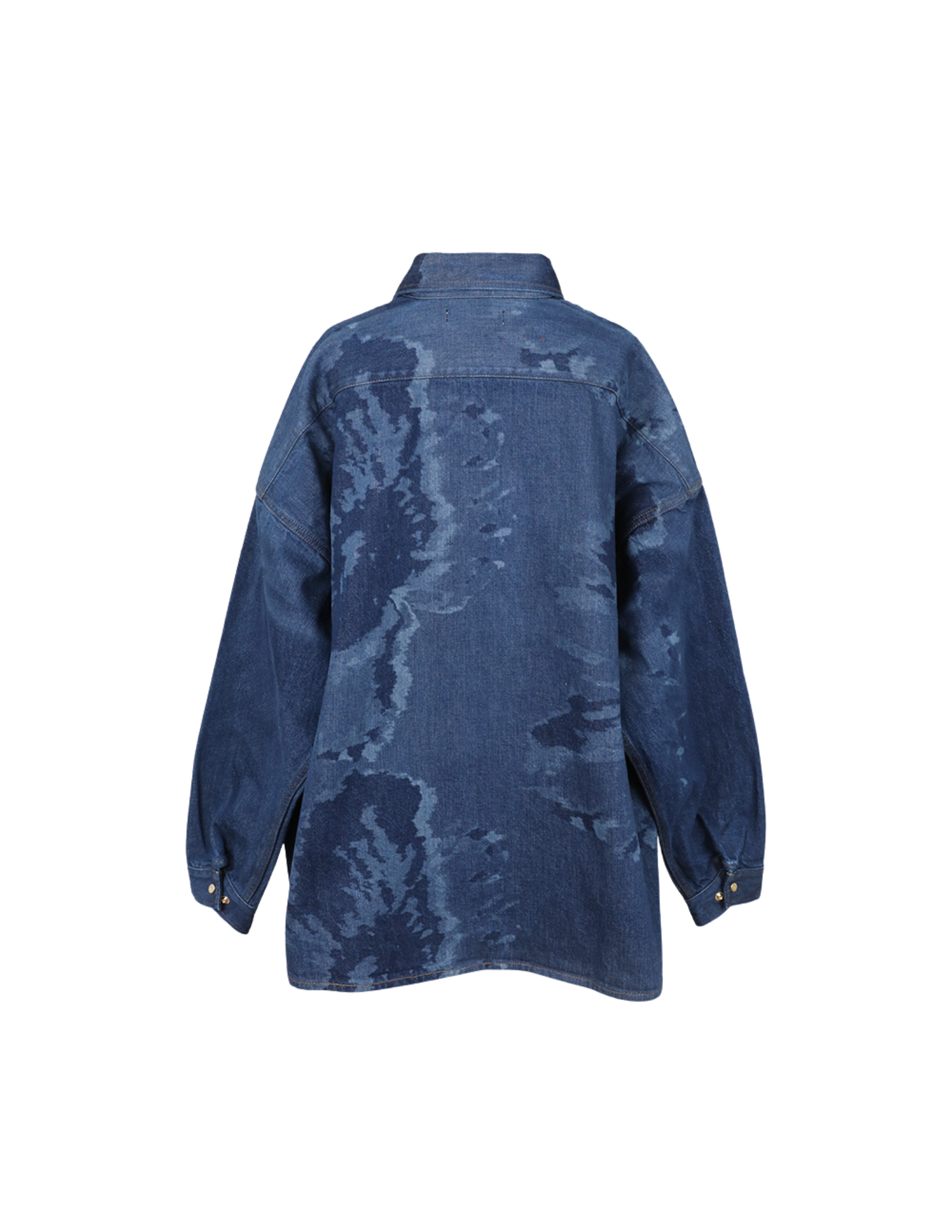 'Laser Floral' Oversized Denim Snap Shirt