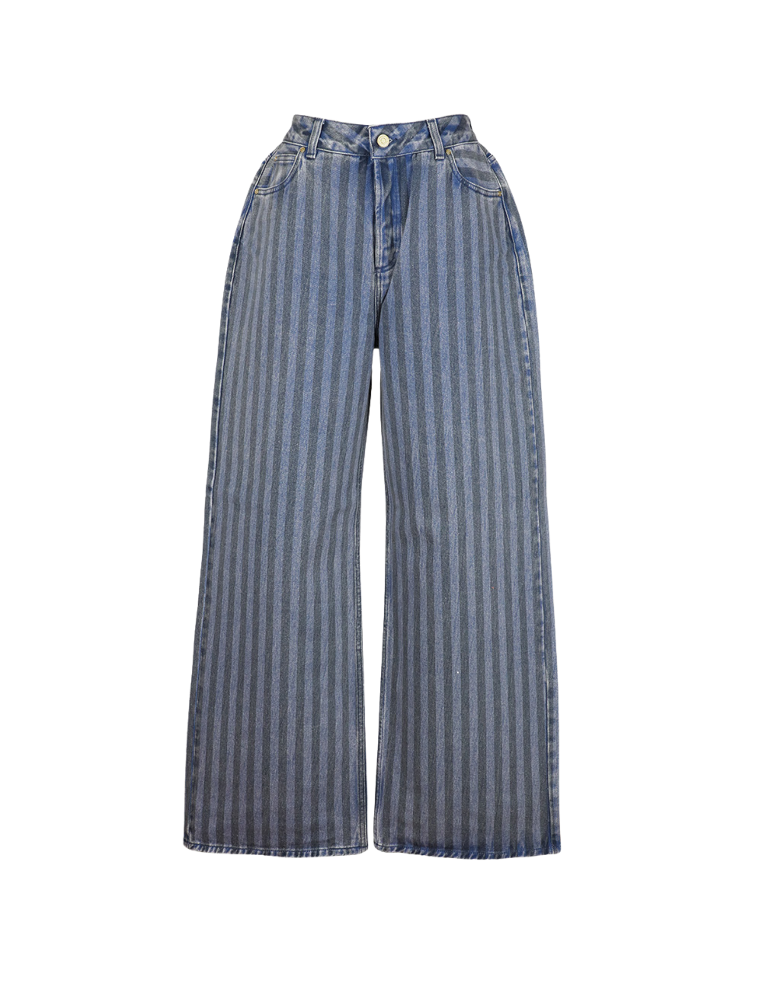 'Twill Stripe Blue' Low Rise Baggy Denim