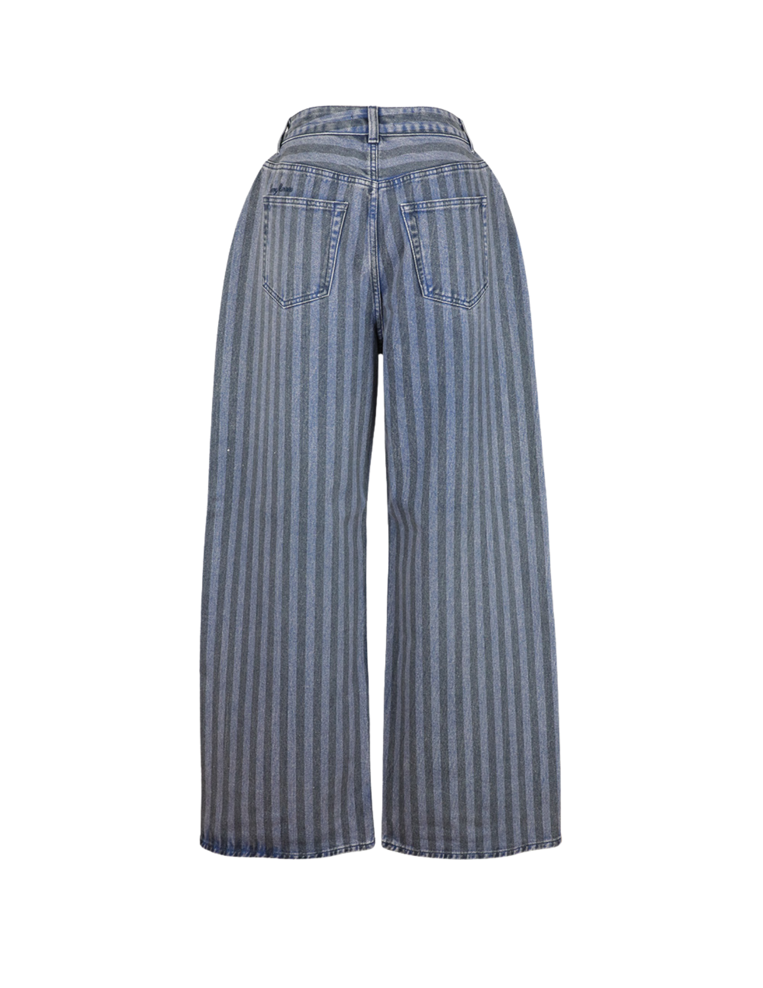 'Twill Stripe Blue' Low Rise Baggy Denim