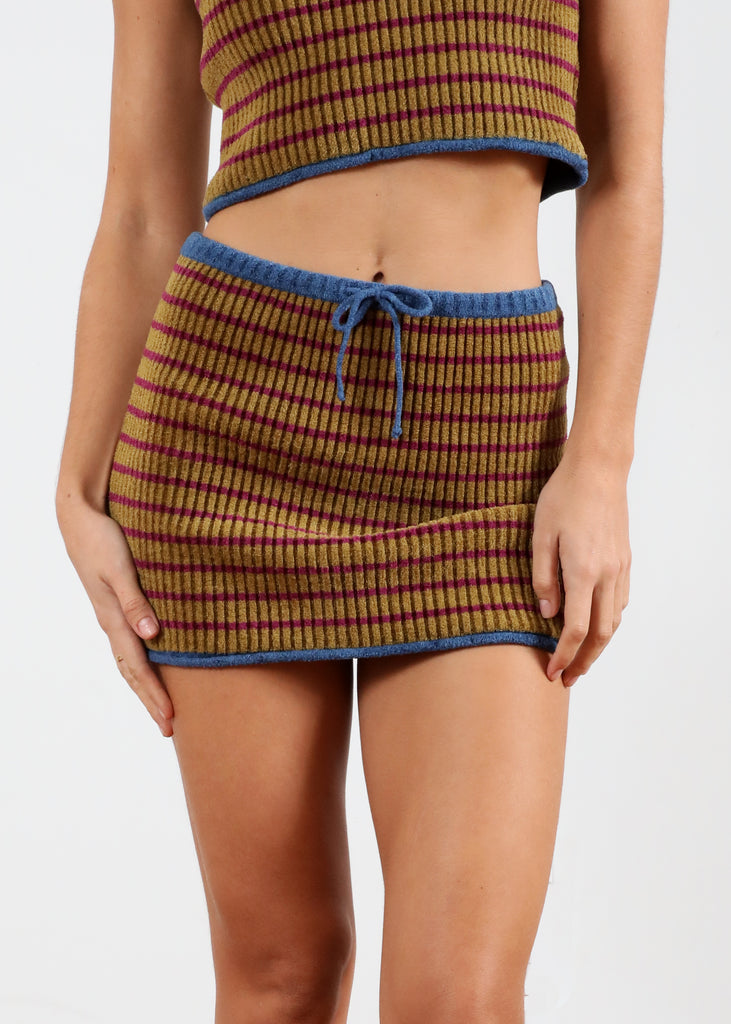 'Green Multi Stripe' Striped Knit Skirt