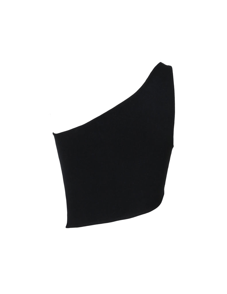 'Black' One Shoulder Knit Top