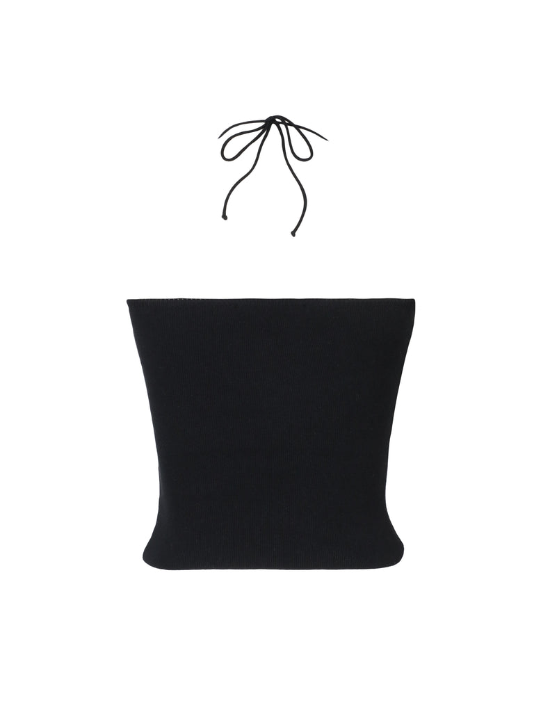 'Black' Ruched Knit Top
