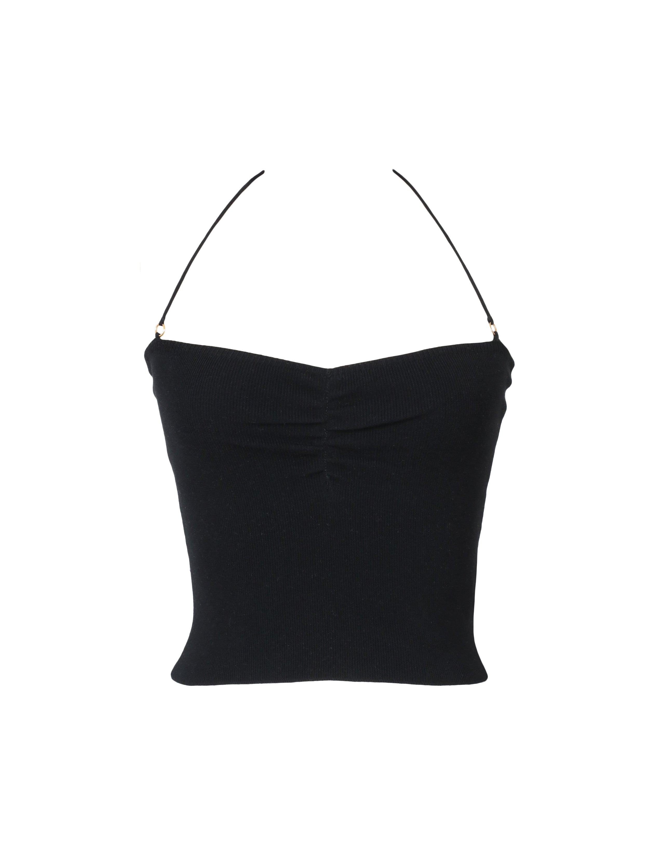 'Black' Ruched Knit Top