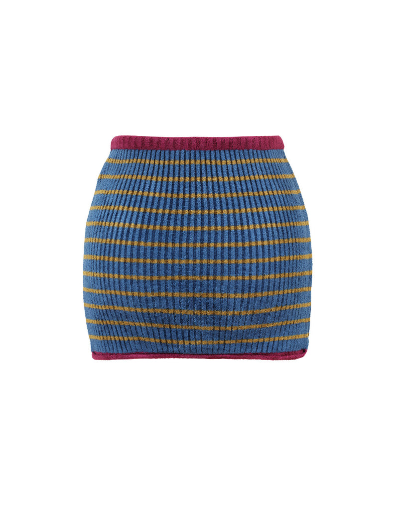'Blue Multi Stripe' Striped Knit Skirt