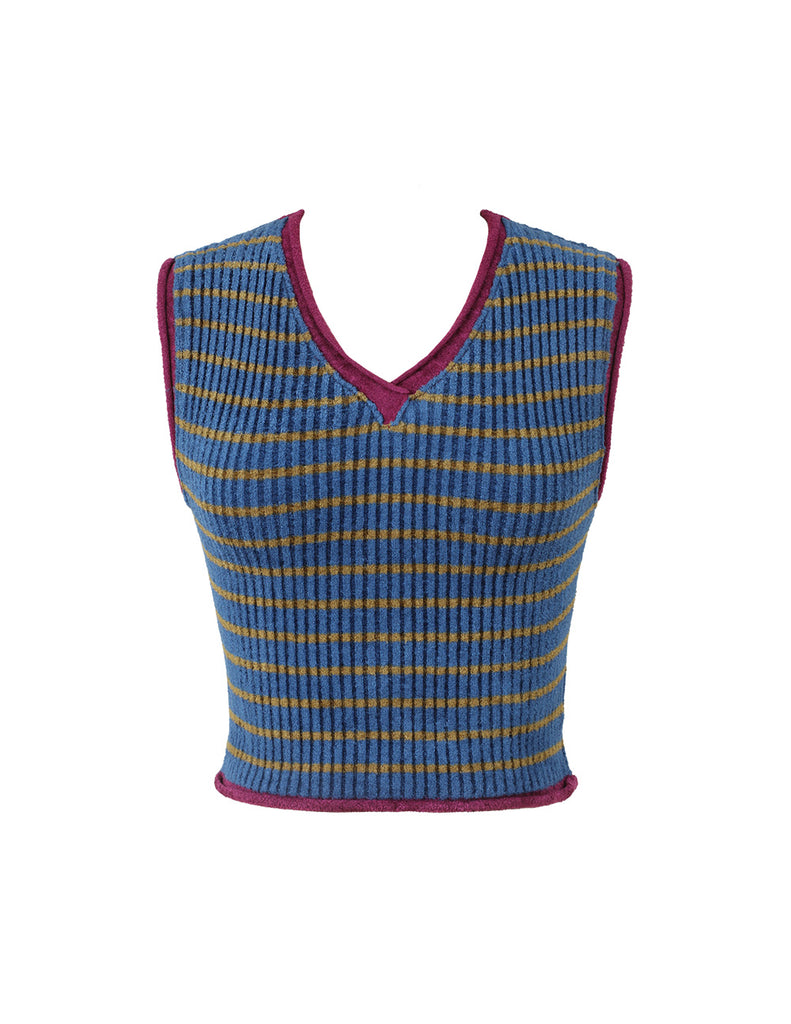 'Blue Multi Stripe' Striped Knit Vest