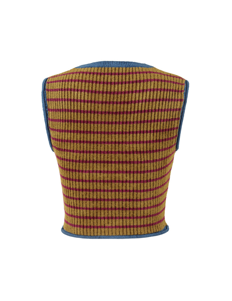 'Green Multi Stripe' Striped Knit Vest