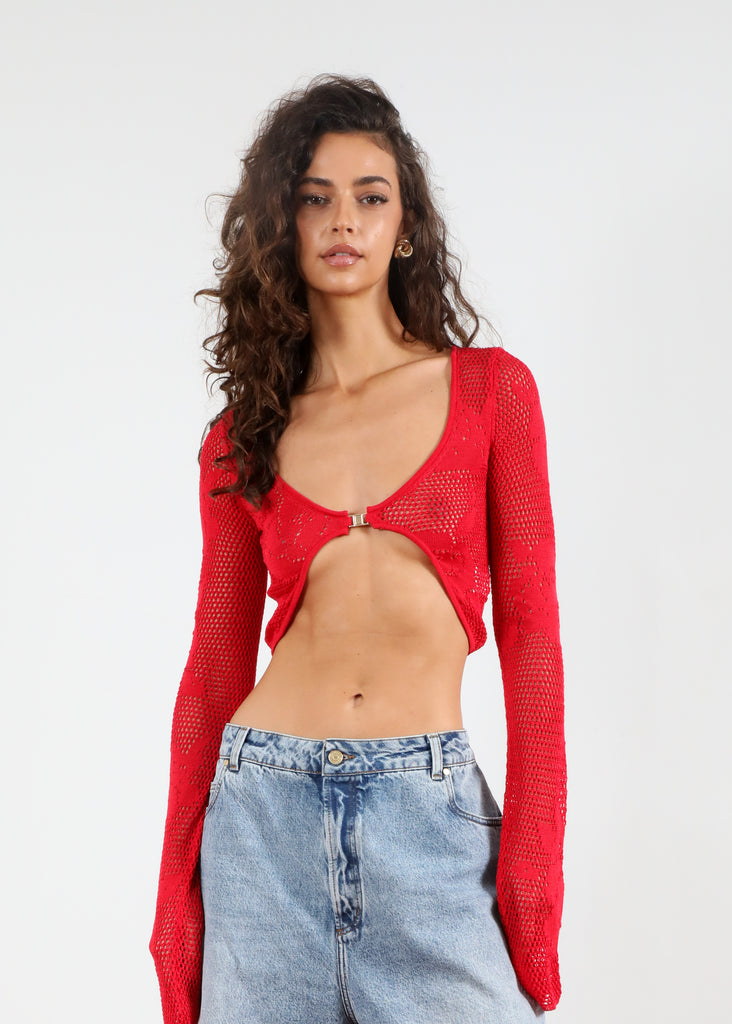 'Red' Roses Knit Cardigan