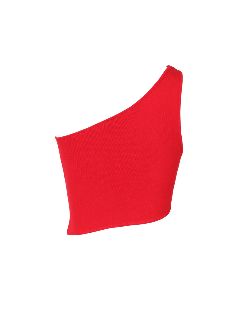 'Red' One Shoulder Knit Top