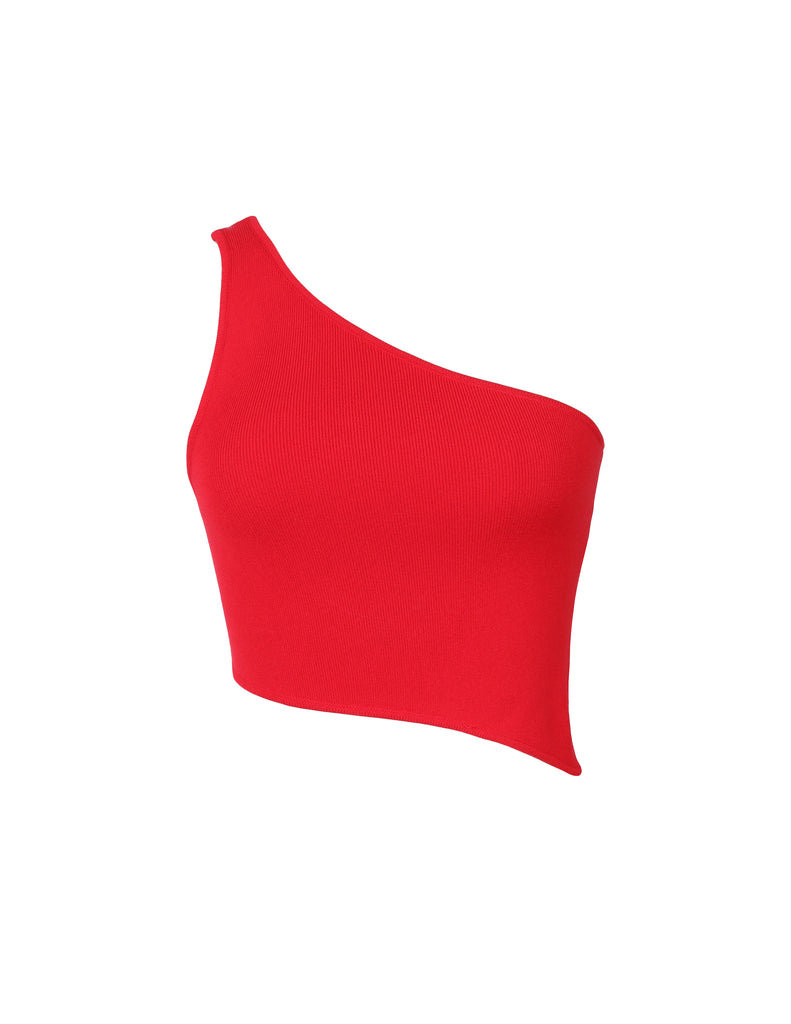 'Red' One Shoulder Knit Top