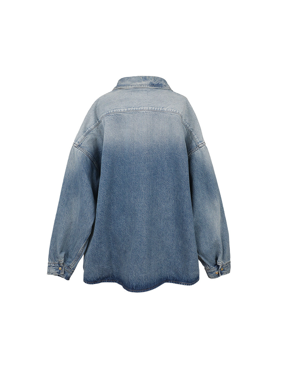 'Vintage Wash' Oversized Denim Snap Shirt