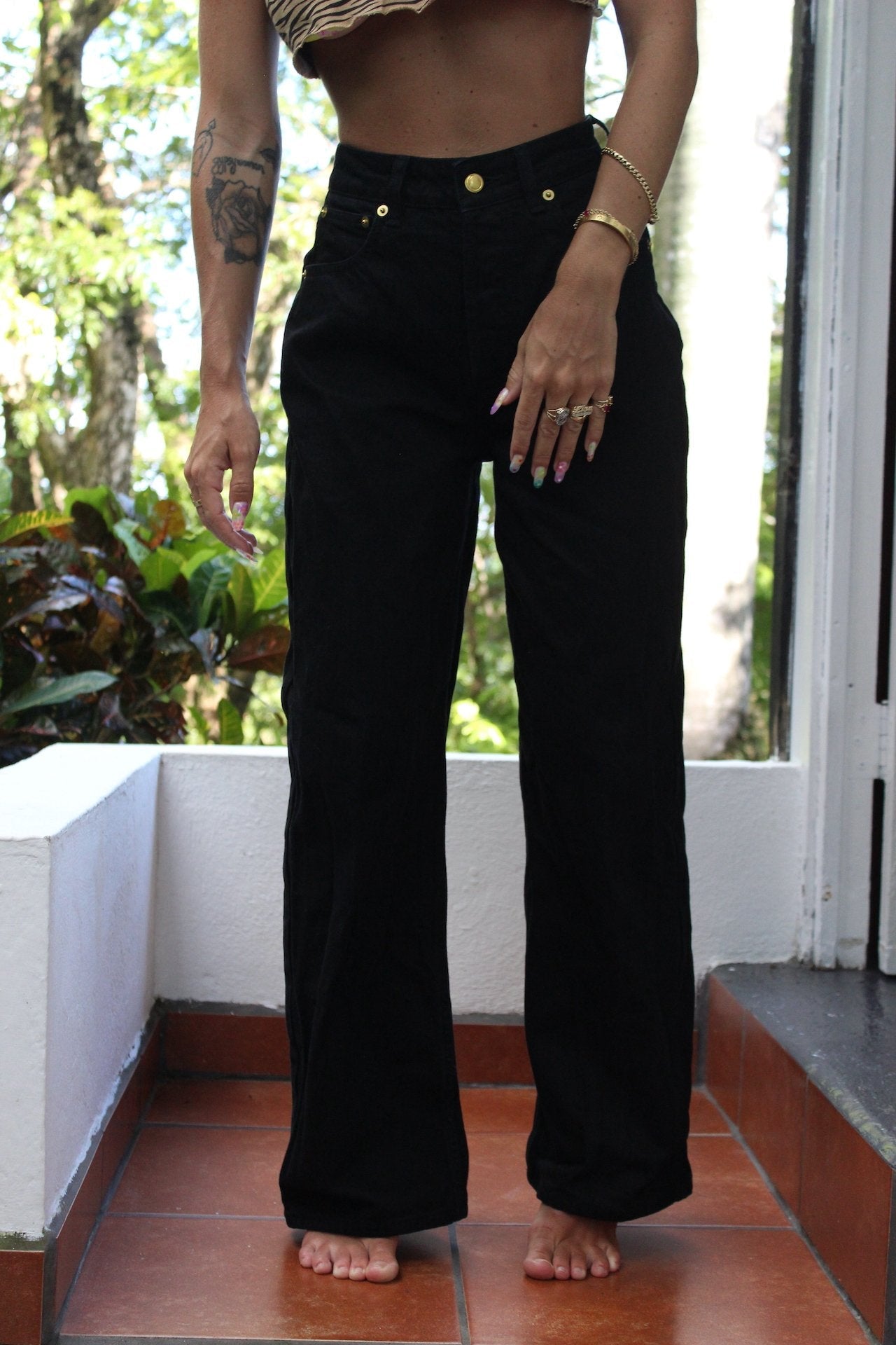 Moonstruck, Worn In Black Denim Baggy Leg
