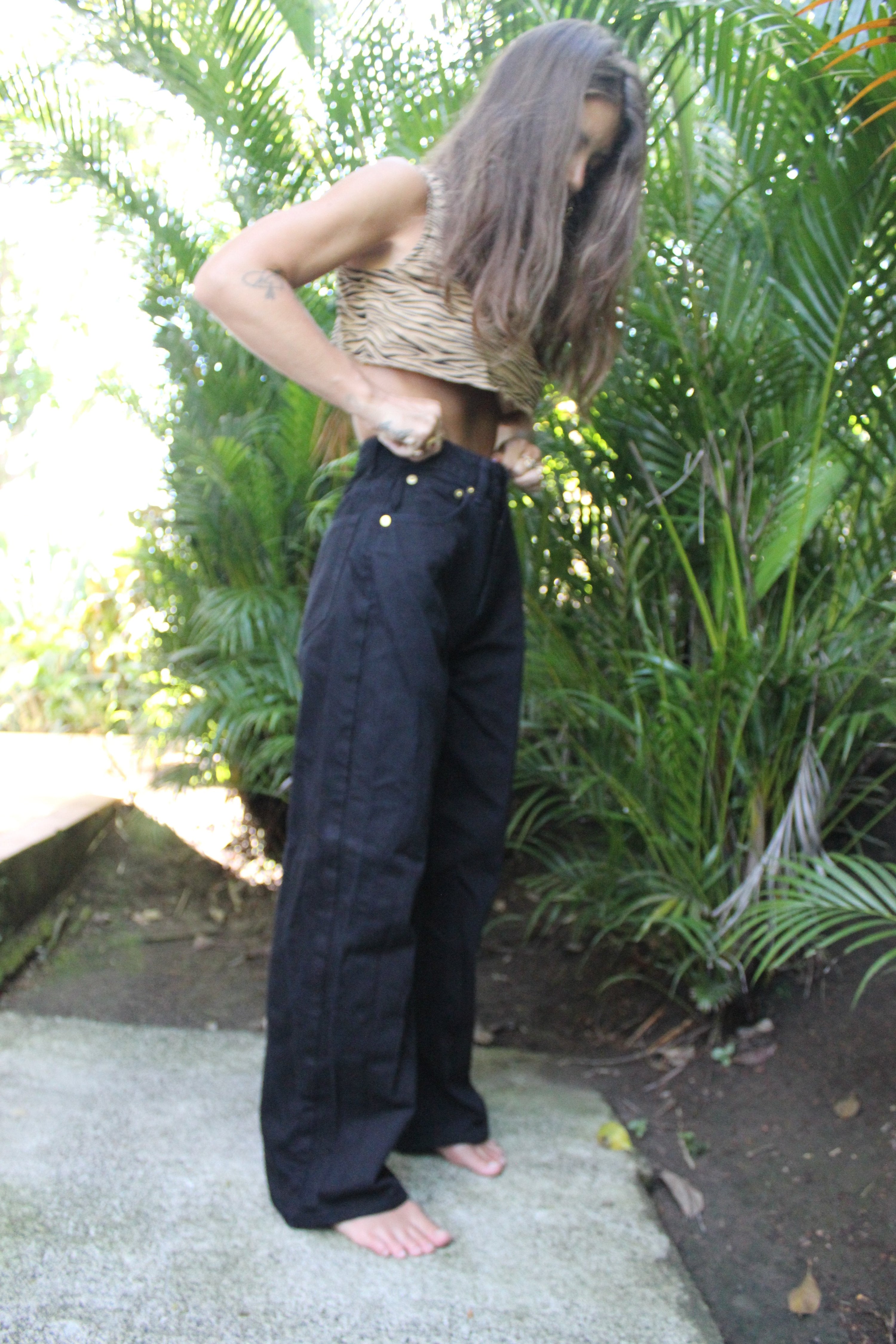 Moonstruck, Worn In Black Denim Baggy Leg