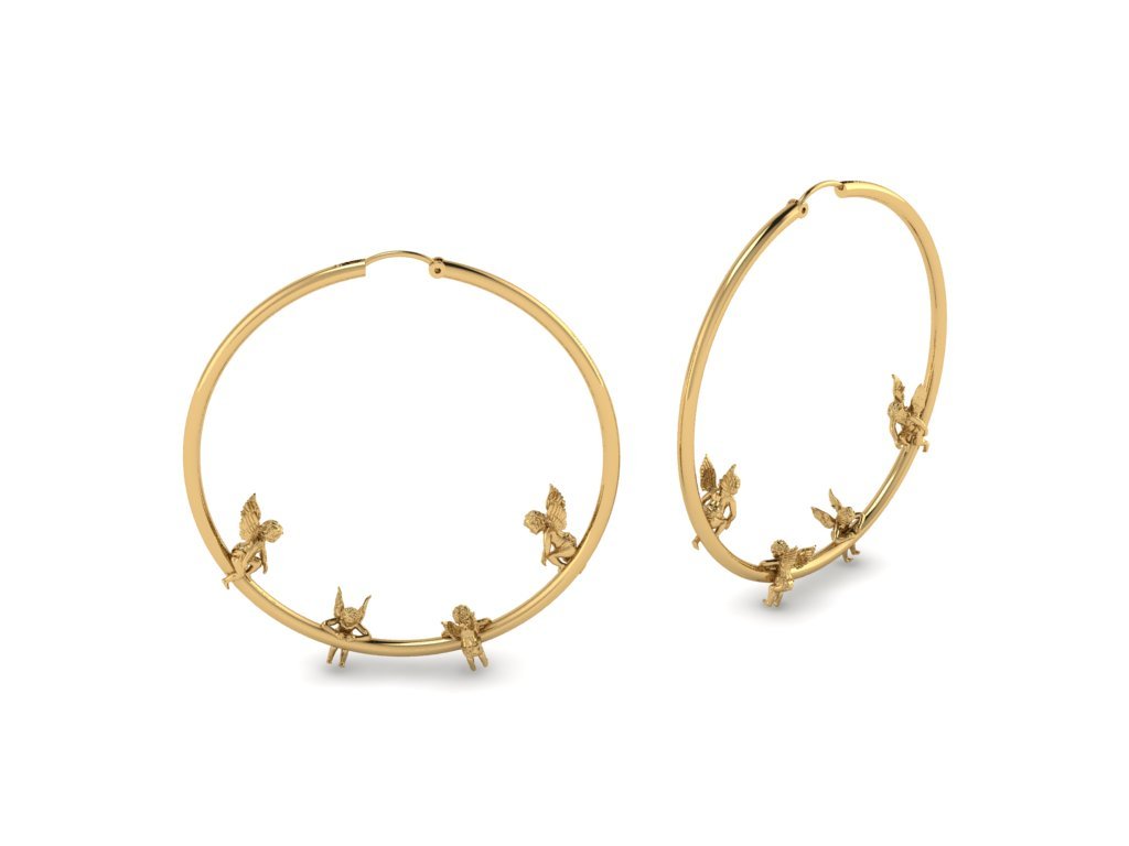 I See Angels On The Moon 2.5” Gold Hoops