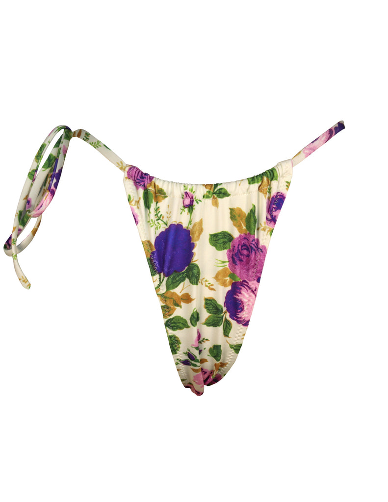 'Purple Flowers' Side Tie Bottoms